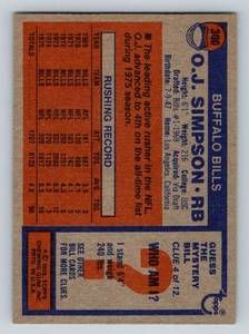 lot 44 image: OJ Simpson 1976 Topps #300 Football Card