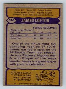 lot 48 image: James Lofton Rookie Card 1979 Topps #310 Football