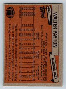 lot 42 image: Walter Payton 1981 Topps #400 Football Card