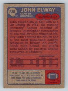lot 47 image: John Elway 1985 Topps #238 2nd Year Football Card
