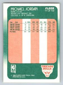 lot 17 image: Michael Jordan 1988 Fleer #17 Basketball Card