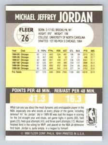 lot 18 image: Michael Jordan 1990 Fleer #26 Basketball Card