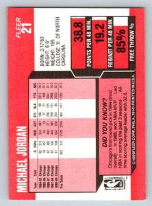 lot 19 image: Michael Jordan 1989 Fleer #21 Basketball Card