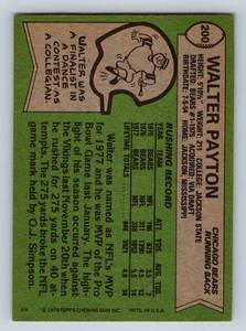 lot 40A image: Walter Payton 1978 Topps #200 Football Card