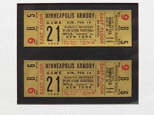 lot 138 image: WW Vintage NBA Minneapolis Minnesota Ticket Stubs LK