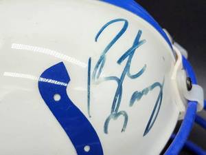 lot 10 image: Baltimore Colts QB Peyton Manning Autographed Mini Helmet No COA
