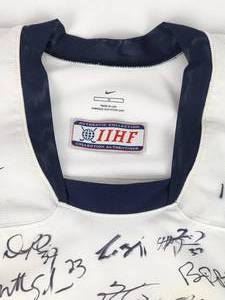 lot 26 image: WW 2006 USA Olympic Silver Hockey Team Autographed Authentic Game Jersey No COA LK