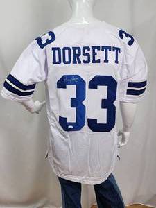 lot 45 image: Dallas Cowboys RB HOFer Great Tony Dorsett Autographed Football Jersey with COA