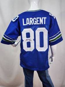 lot 70 image: First Seattle Seahawks HOFer  Steve Largent Autographed Football Jersey with COA
