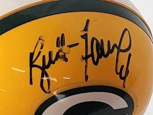 lot 34 image: Autographed Riddell Mini Helmet by Green Bay Packers Great QB Brett Favre No COA
