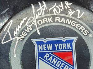 lot 168 image: NHL New York Rangers HOFer Great Brian Leetch Autographed Hockey Puck No COA