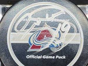 lot 115 image: Official NHL Hockey Puck Signed by Colorado Avalanche HOFer Joe Sakic No COA
