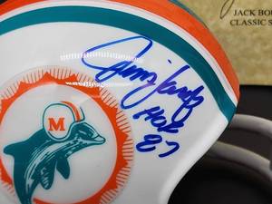 lot 44 image: Miami Dolphins HOFer Jim Langer Autographed Mini Helmet with COA