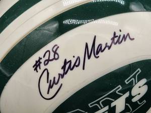 lot 108 image: Riddell Mini Helmet Signed by New York Jets RB Curtis Martin No COA