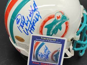 lot 74 image: Miami Dolphins HOFer Paul Warefield Autographed Mini Helmet with COA