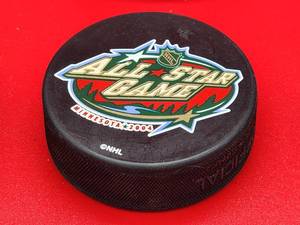 lot 116 image: (9) Assorted Official NHL All Star Game Hockey Pucks