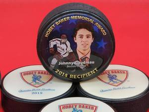 lot 118 image: Collection of Hobey Baker Award Winner Pucks