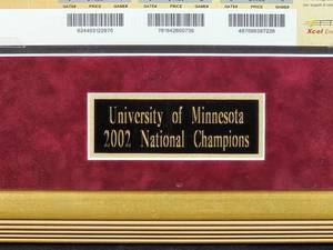 lot 225 image: University of Minnesota 2002 National Champion Golden Gophers Hockey Picture Autographed by Coach Dan Lucia No COA