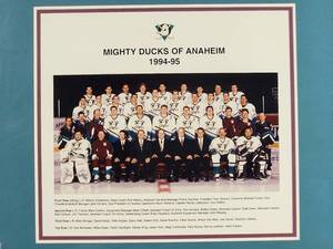 lot 289 image: Nice Framed 1994-95 Team Photo of the Anaheim Mighty Ducks