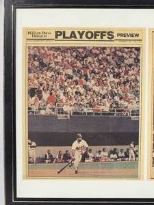 lot 255 image: Framed Pioneer Press (2) Pages of The Minnesota Twins in the Playoffs and Winning the World Series