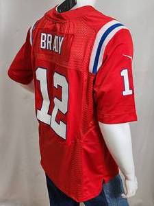 lot 303 image: New England Patriots GOAT HOFer Tom Brady #12 Jersey Adult Size XL