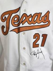 lot 241 image: University of Texas The Rocket Great Roger Clemens Autographed Jersey No COA