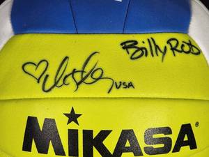 lot 264 image: U.S Gold Medal Winners Kerri Walsh Jennings & Misty May-Treanor Autographed FIVB Official Game Beach Ball No COA