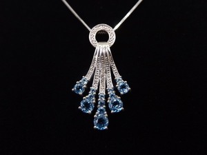 lot 5 image: .925 Sterling Silver Diamond Accented Topaz Crystal Pendant Necklace