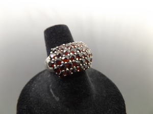 lot 47 image: .925 Sterling Silver Garnet Cluster Ring Size 7