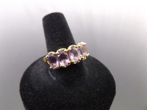 lot 51 image: .925 Sterling Silver Oval Cut Amethyst Vermeil Ring Size 8.75