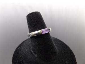 lot 54 image: .925 Sterling Emerald Cut Amethyst Ring Size 6