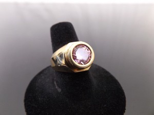 lot 56 image: .925 Sterling Faceted Pink Sapphire Vermeil Ring Size 8
