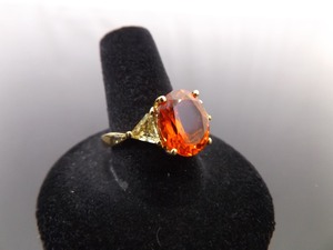 lot 58 image: .925 Sterling Silver Citrine and Peridot Crystal Vermeil Ring Size 9