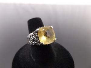 lot 62 image: .925 Sterling Silver Faceted Citrine Scrolled Ring Size 6.5