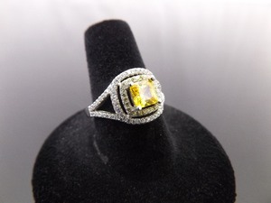 lot 64 image: .925 Sterling Silver Faceted Citrine Crystal Ring Size 7.75