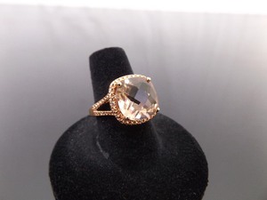 lot 65 image: .925 Sterling Silver Smokey Quartz Crystal Rose Gold Vermeil Ring Size 7