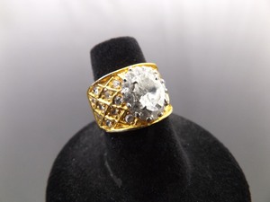 lot 67 image: .925 Sterling Silver Vermeil Zirconia Ring Size 6
