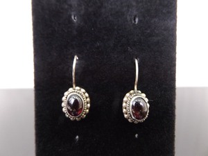 lot 84 image: .925 Sterling Silver Amethyst Cabochon Hook Earrings