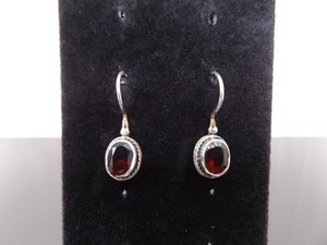 lot 86 image: .925 Sterling Silver Faceted Garnet Hook Earrings
