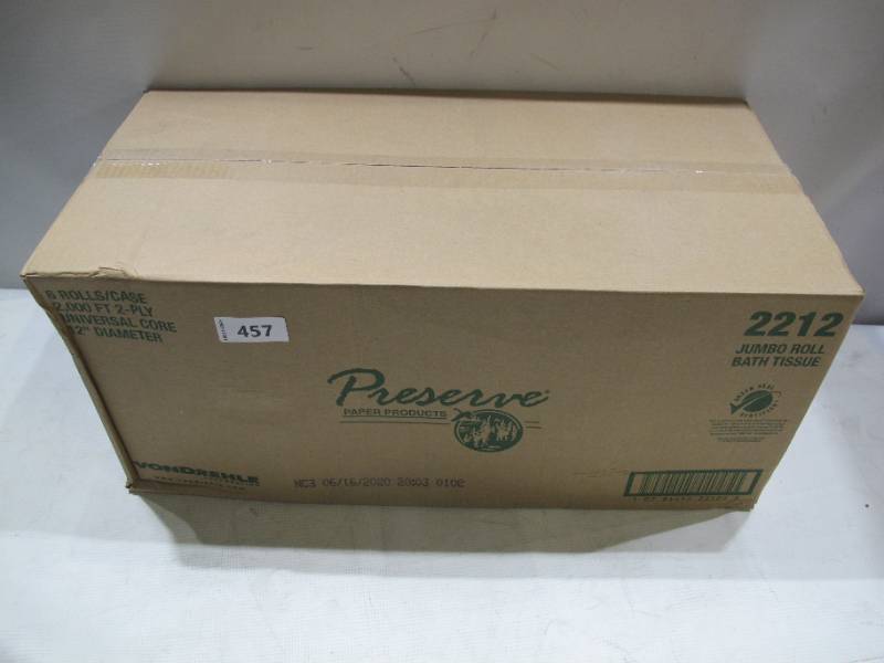 lot 69 image: NEW Four Cases (Packs of 6 Rolls) Von Drehle Preserve Jumbo Roll Toilet Paper - 2000, 2 Ply