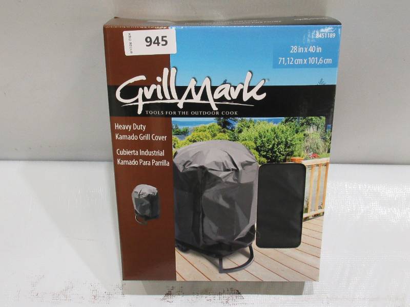 lot 945 image: Grillmark Heavy Duty Universal Kamado Grill Cover - 28x40 Black