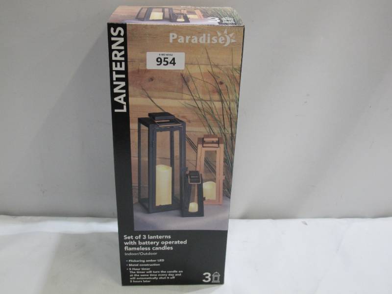 lot 954 image: PARADISE LIGHTING GL39956 FLAMELESS LANTERN, GLASSMETAL, ASSORTED COLOR