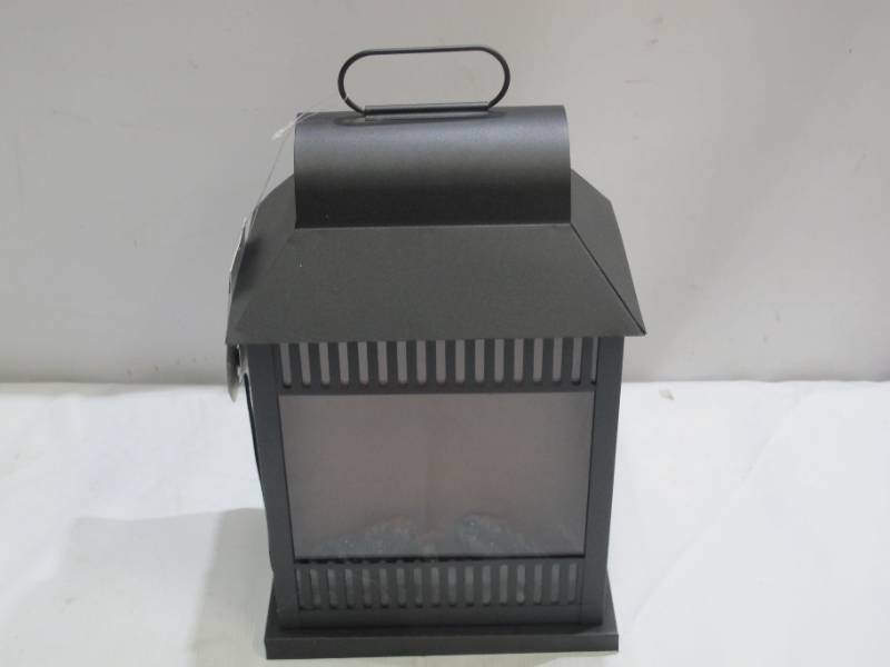 lot 963 image: Paradise Lighting Metal Fireplace Flameless Lantern Black