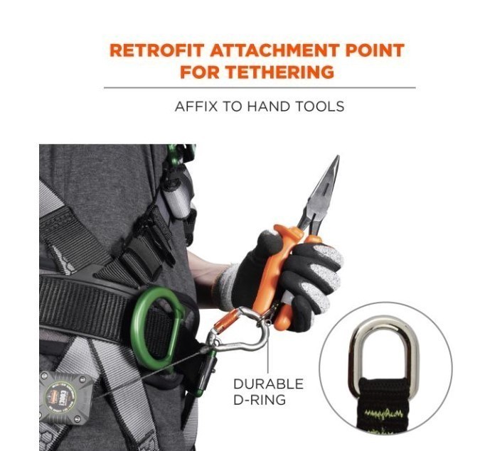 lot 808 image: NEW 2 Packs of 6 Ergodyne Squids 3700 Web Tool Tether Attachments - D-Ring Tool Tails - 2lbs