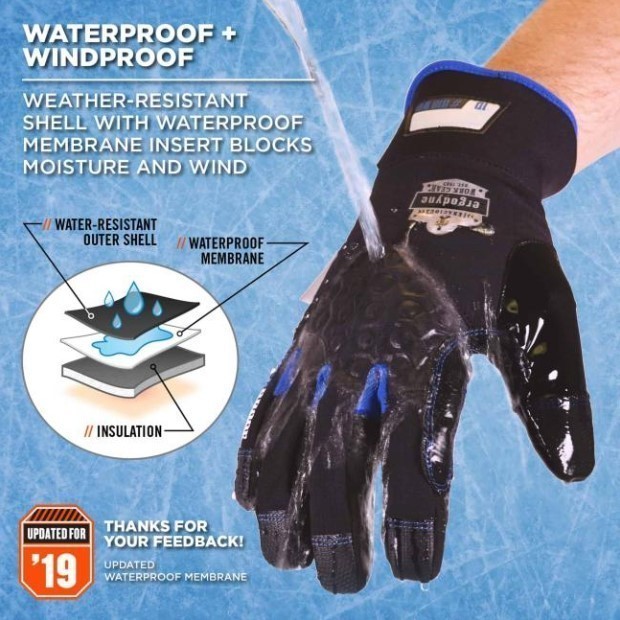 lot 861 image: NEW Ergodyne ProFlex 818WP Thermal Waterproof Winter Work Gloves - Small Black