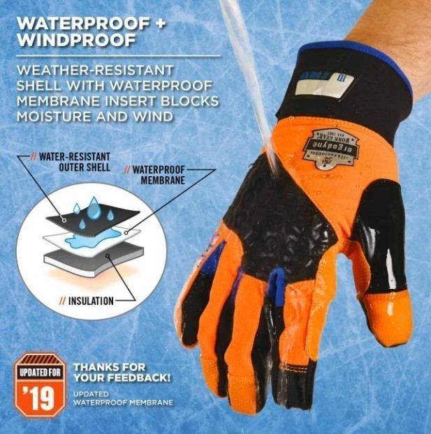 lot 864 image: NEW Ergodyne ProFlex 818WP Thermal Waterproof Winter Work Gloves - XL Hi-Vis Orange