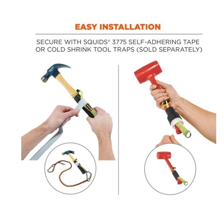 lot 878 image: NEW Pair of Ergodyne Squids 3713 Elastic Tool Tether Attachment - Loop Tool Tails Swivel - 10lbs (3 Packx2) - Lime