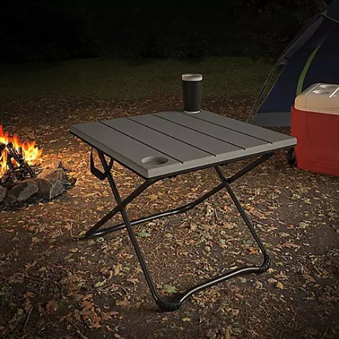 lot 526 image: Cosco 24 Square Folding Camping Table, Gray Resin and Steel Frame
