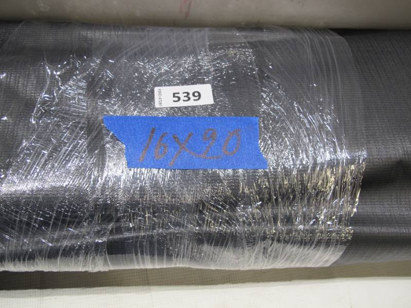 lot 556 image: NEW Vinyl Tarp - 16 x 20  Black  White Vinyl tarp - 10 oz. Lightweight Duty