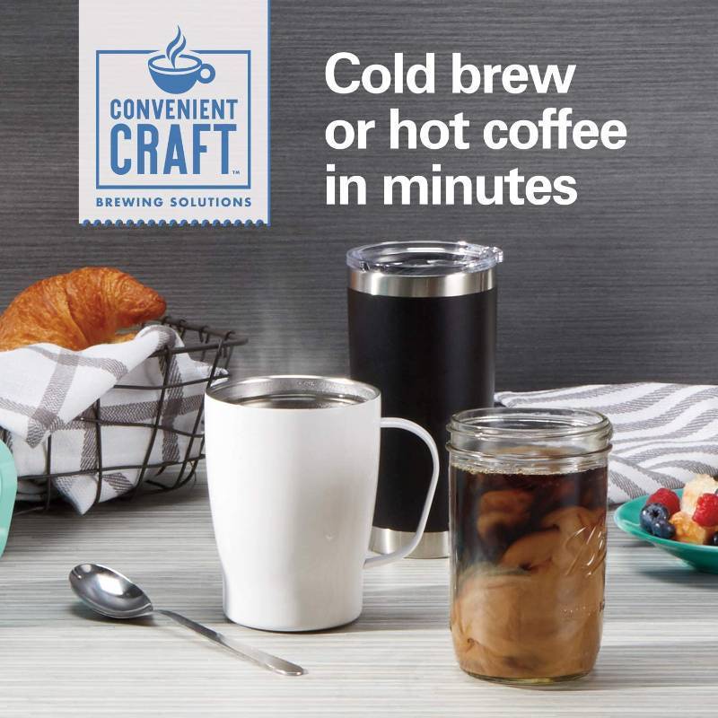 lot 535 image: NEW Hamilton Beach Convenient Craft Rapid Cold and Hot Brew Coffee Maker, 16 oz. Single Serve Grounds Brewer, White